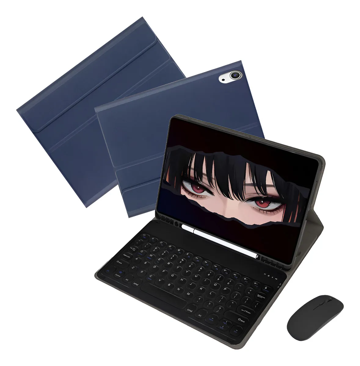 Capa Com Teclado De Teclas Redondas E Mouse Para Tab A7 10.4 - Imagem 11