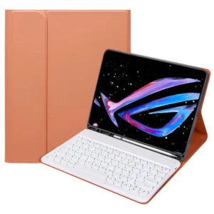 Teclado Redondo Bluetooth E Capa Para Samsung Tab S7/s8 11in Cor Laranja Vibrante Teclado Redondo Branco