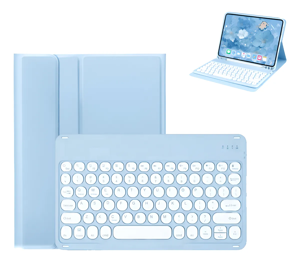 Capa Com Slot Para Caneta + Teclado Redondo Para iPad 9 - Imagem 12
