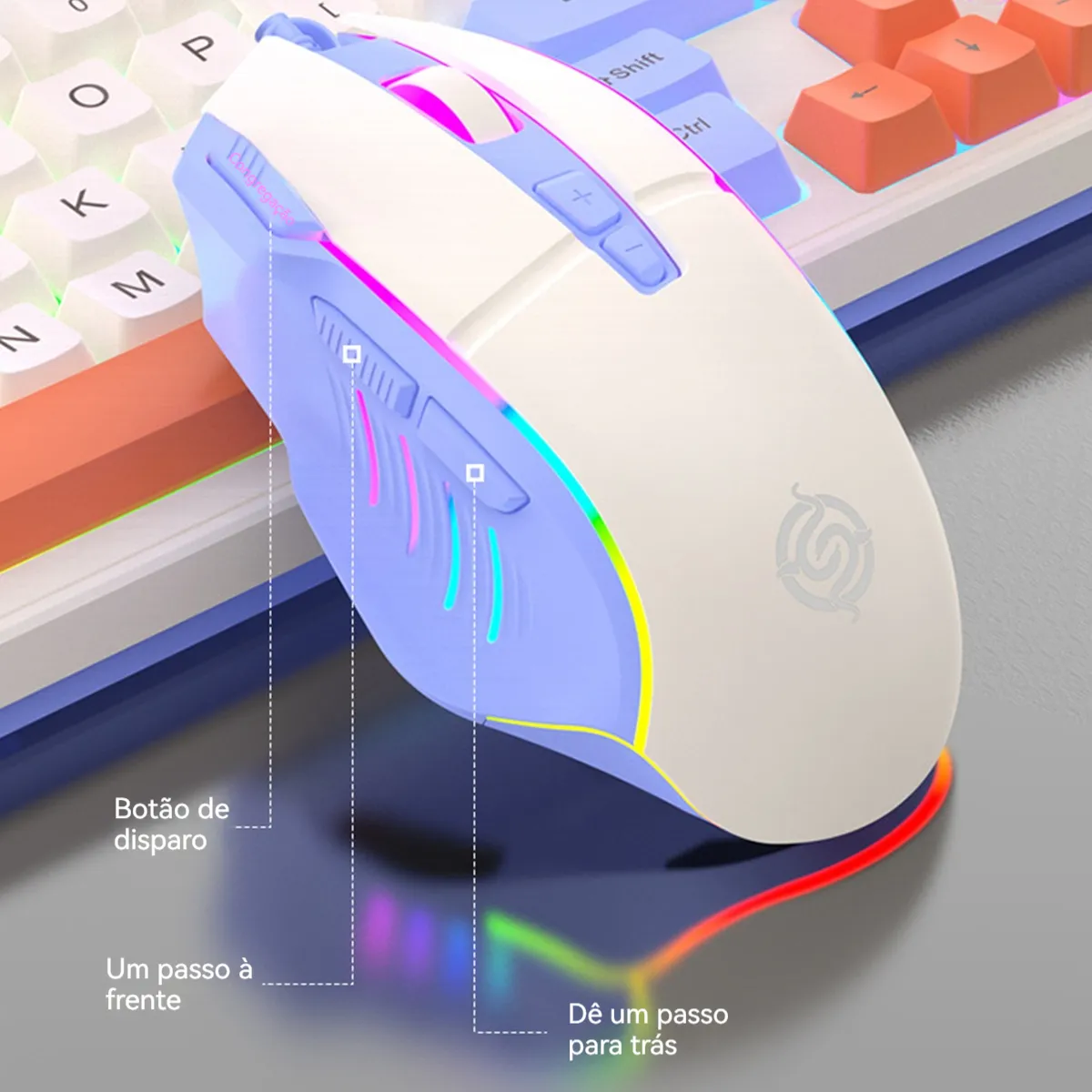 Teclado Mecânico Com Fio Conjunto De Mouse Luz De Fundo Rgb - Imagem 8