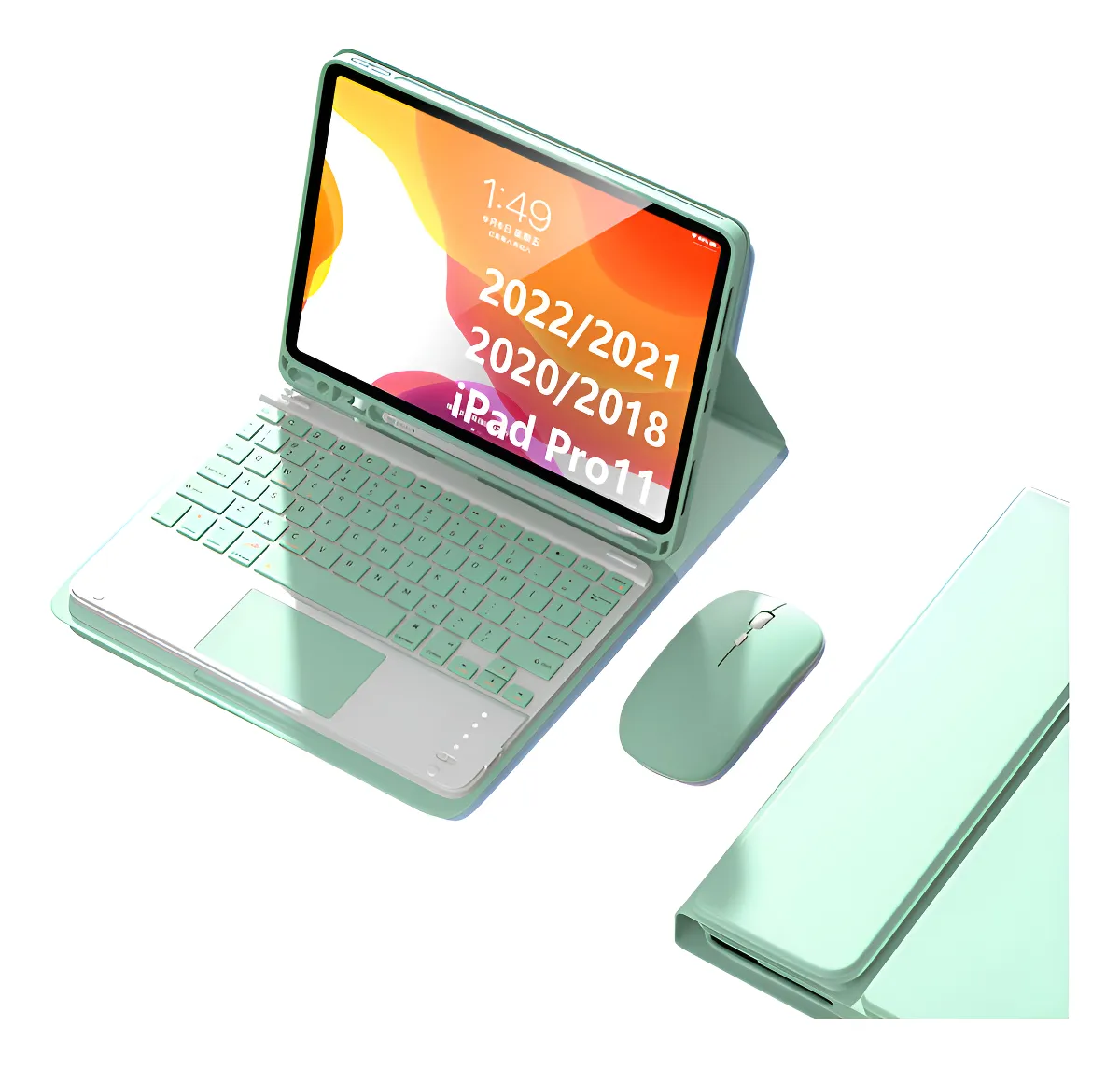 Teclado Touch + Mouse Recarregável + Capa Para iPad Pro 11 - Imagem 12