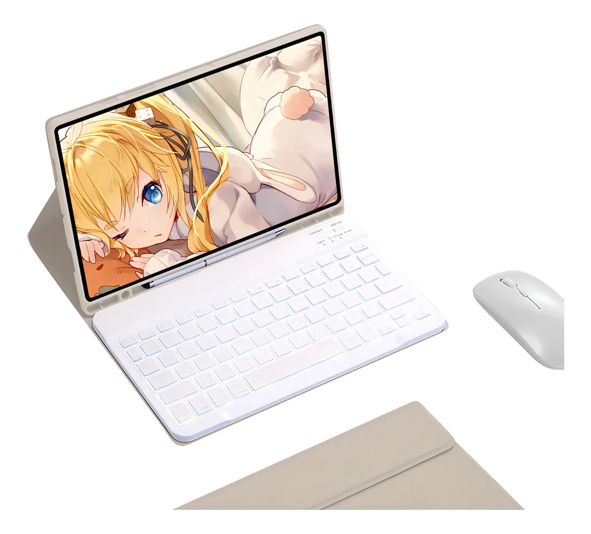 Teclado Luminoso Mouse Capa de Couro para Tab S6 Lite Cor Rosa teclado Iluminado rato - Imagem 8