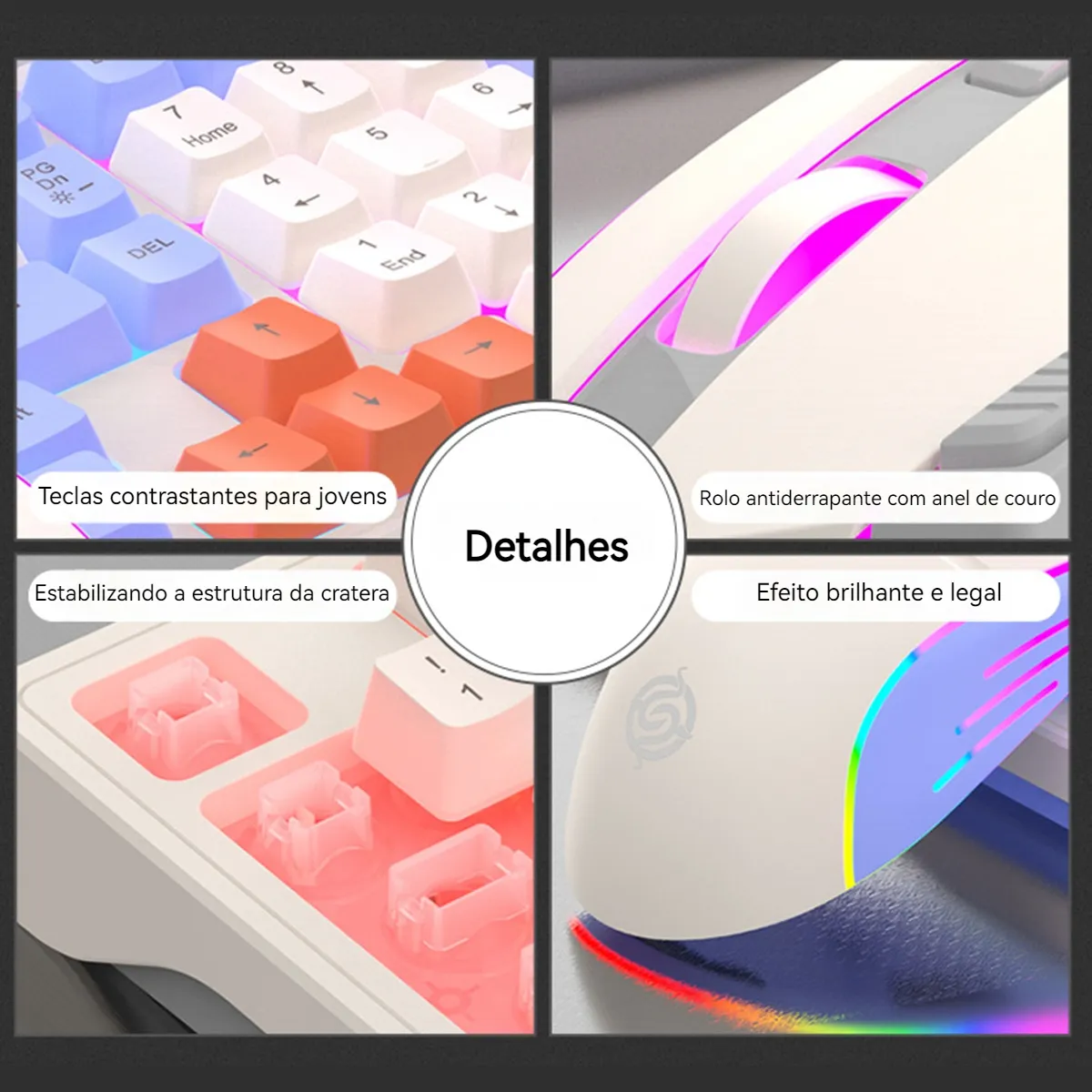 Teclado Mecânico Com Fio Conjunto De Mouse Luz De Fundo Rgb - Imagem 5