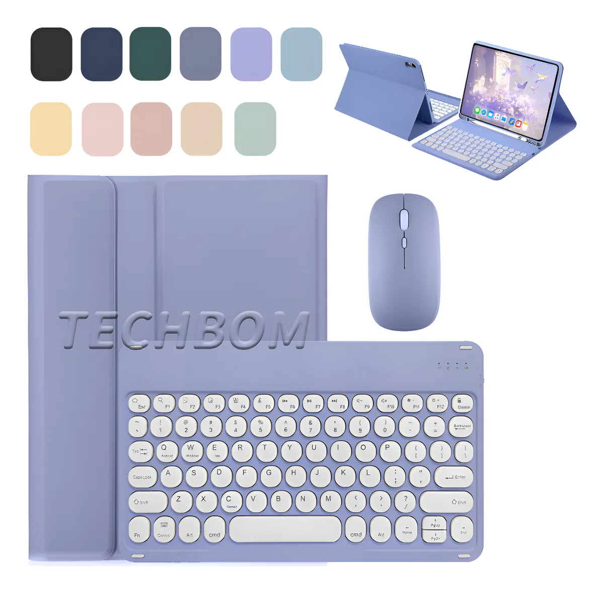 Com Teclado E Mouse De Teclas Redondas Capa Para iPad Pro 11 - Imagem 14