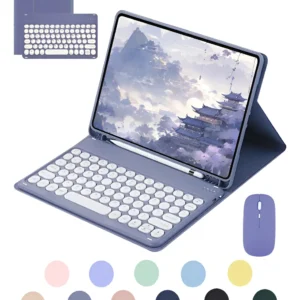 Teclado Redondo + Mouse + Capa Para Samsung Tablet  A7 Kit