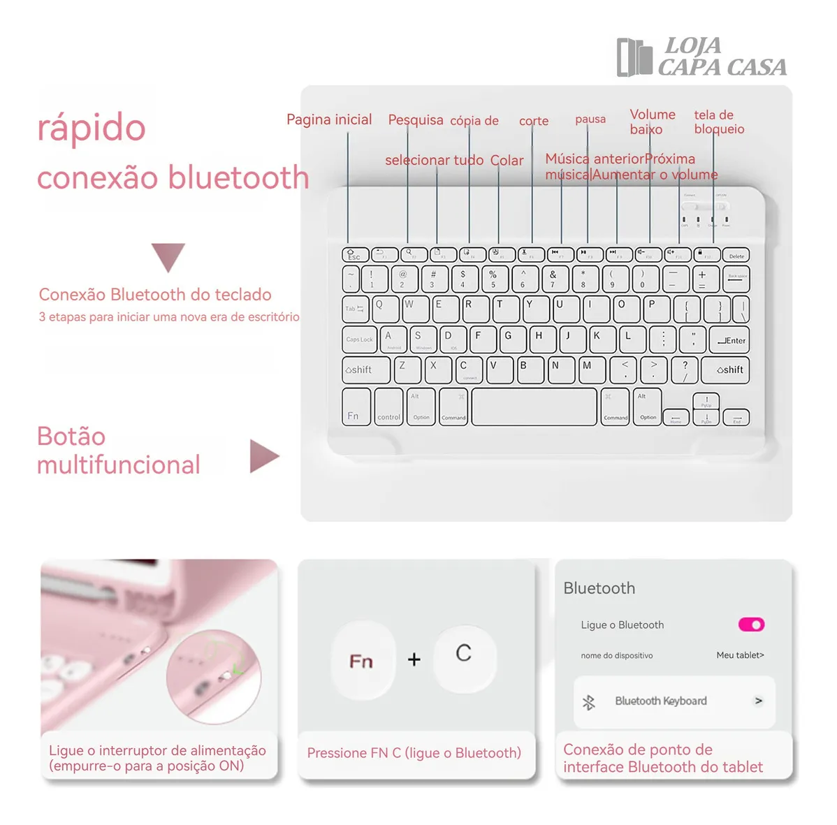 12.4pol Teclado Com Capa Mouse Para Samsung Tab S10+/s9fe+ - Imagem 4