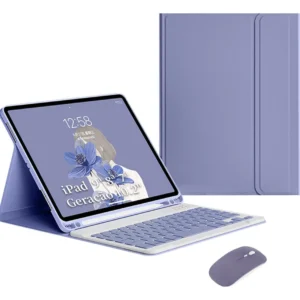 Teclado E Mouse Bluetooth + Capa Para iPad 9ª/8ª/7ª Geração Cor Cinza Lavanda