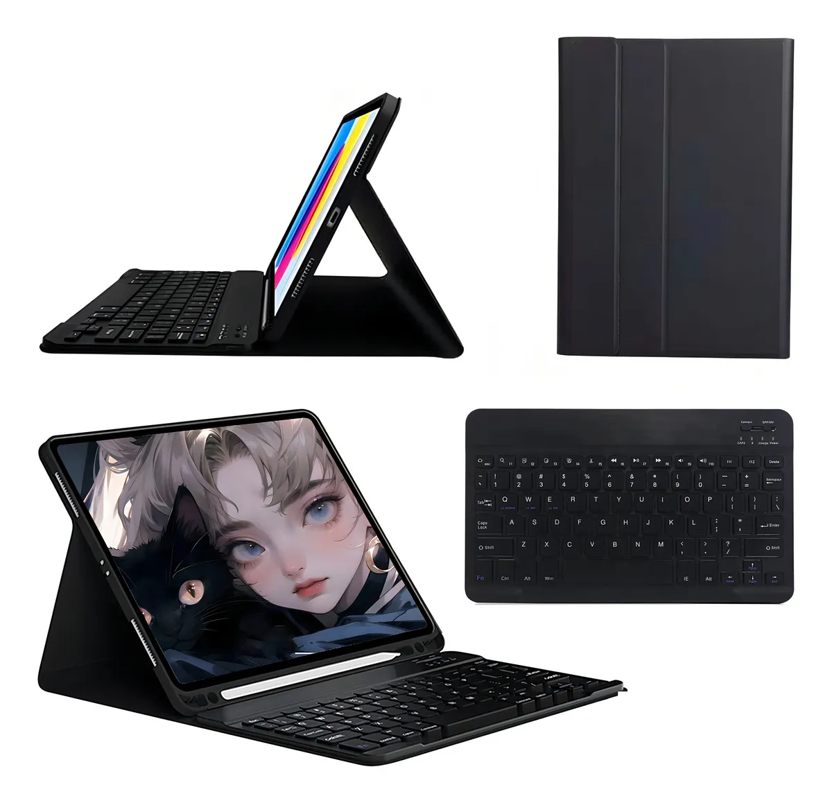 Capa Para iPad 11a A16/10a Geracao (10,9) Com Abnt2 Teclado Cor Preta Capa + Preto Teclado