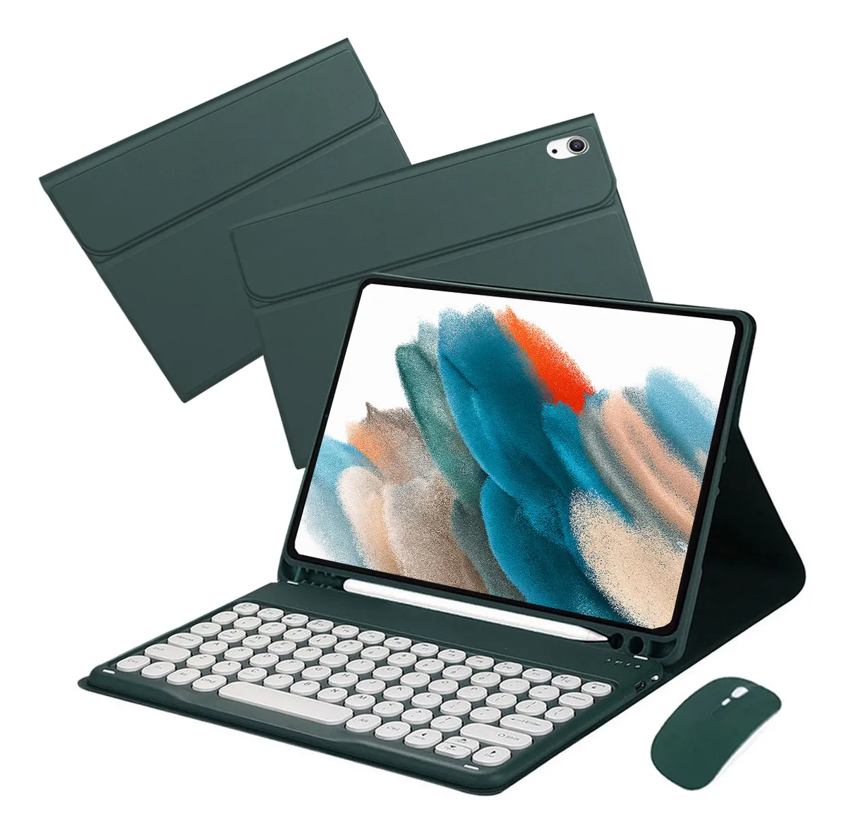Capa Com Teclado De Teclas Redondas E Mouse Para Tab A7 10.4 - Imagem 17