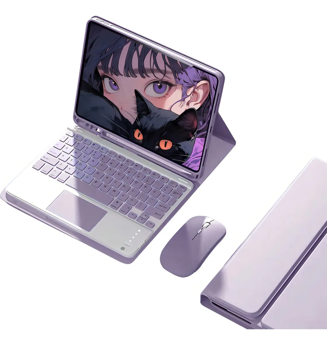 Capa Teclado Bluetooth Mouse Para iPad Pro 11 Polegadas Cor Preto Teclado Preto Carregamento Bluetooth Mouse - Imagem 10