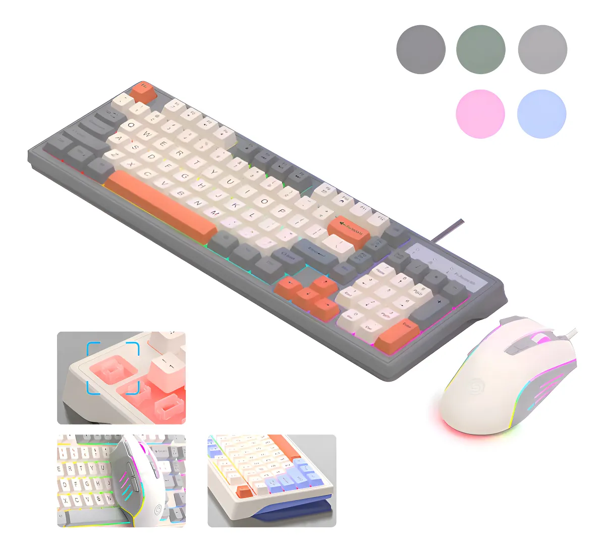 Teclado Mecânico Com Fio Conjunto De Mouse Luz De Fundo Rgb - Imagem 11