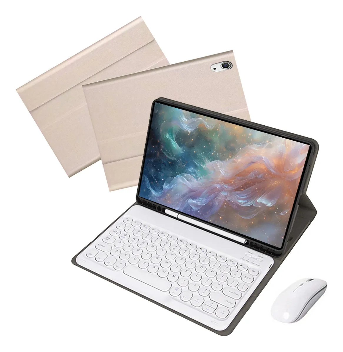 Capa Com Teclado De Teclas Redondas E Mouse Para Tab A7 10.4 - Imagem 20