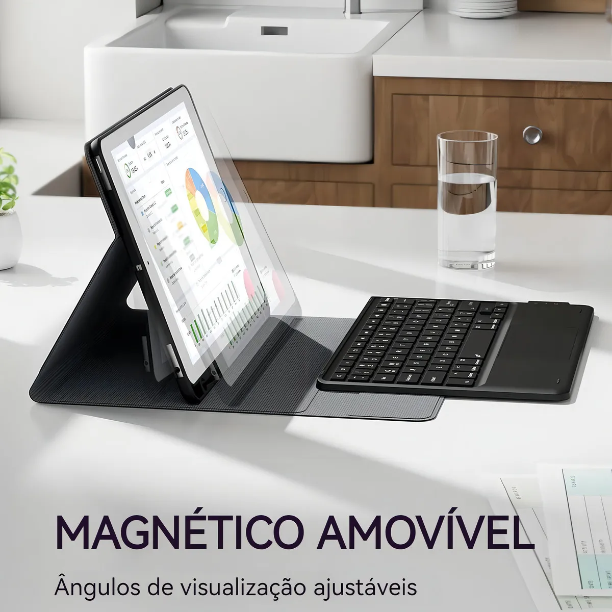 Capa para iPad Pro 11 Teclado Touch Mouse Bluetooth Cor Azul Teclado Touchpad Mouse Bluetooth - Imagem 3