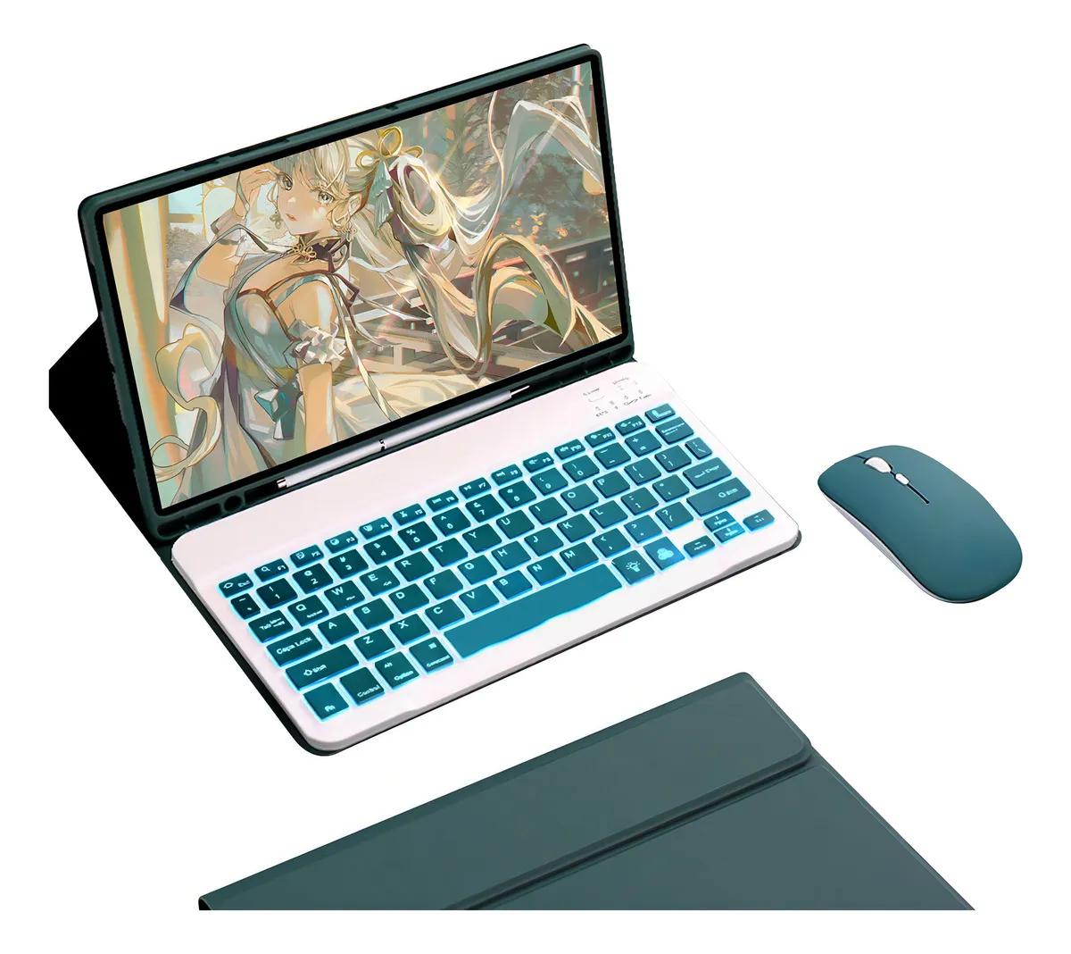 Teclado Luminoso Mouse Capa de Couro para Tab S6 Lite Cor Rosa teclado Iluminado rato - Imagem 10