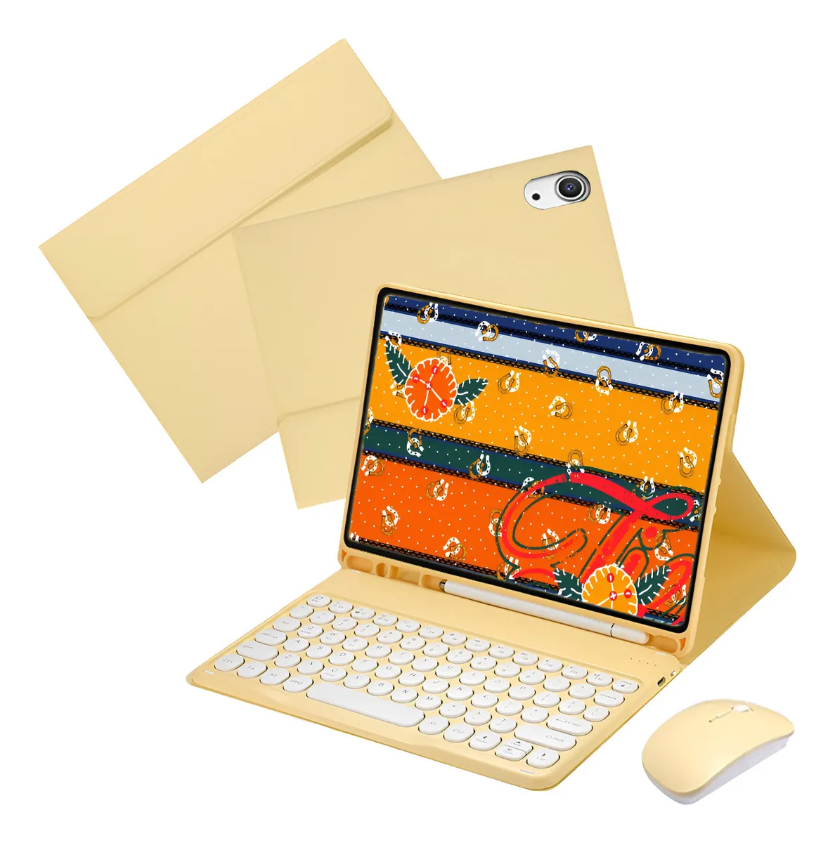 Capa Com Teclado De Teclas Redondas E Mouse Para Tab A7 10.4 - Imagem 19