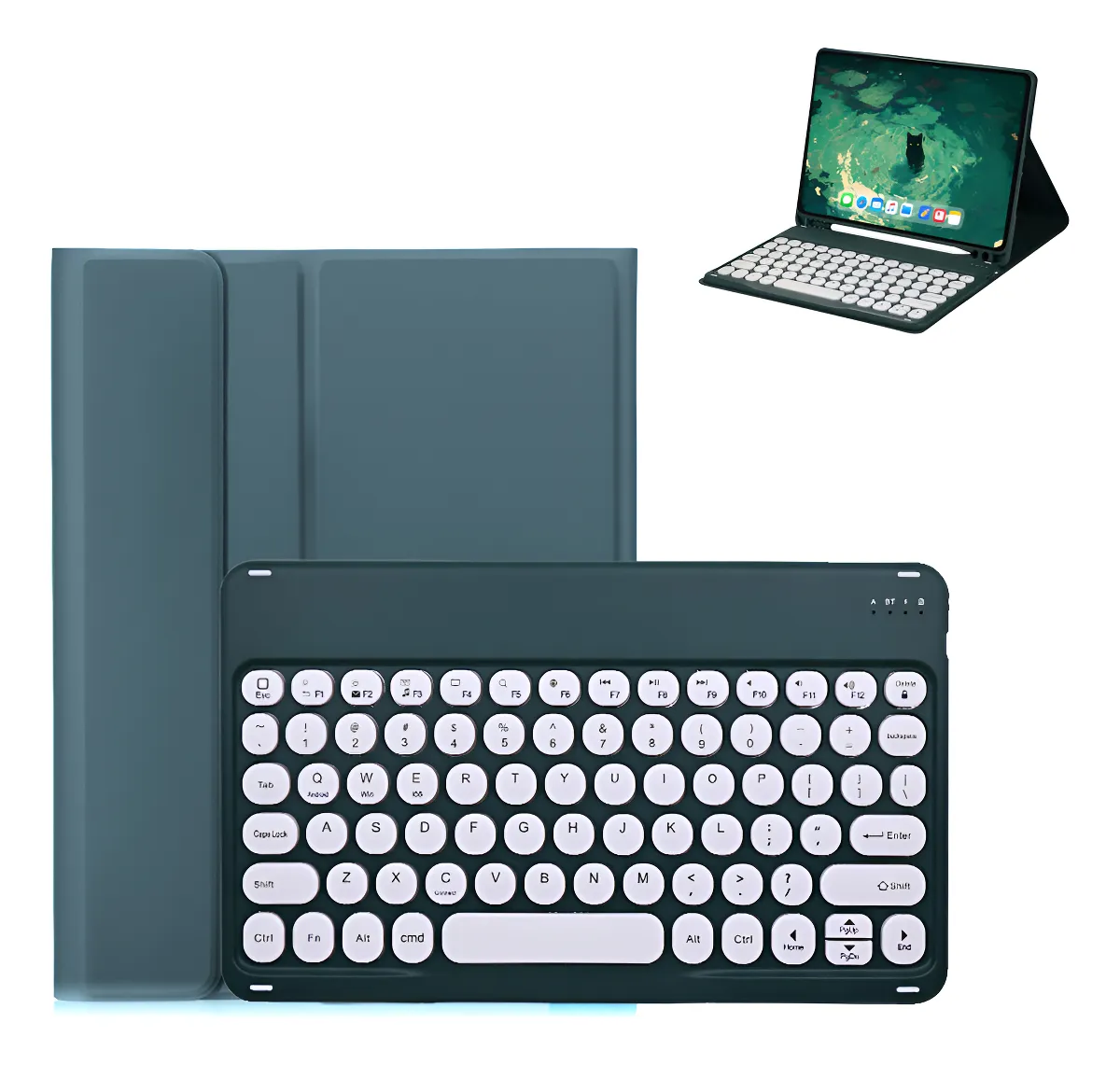 Capa Com Slot Para Caneta + Teclado Redondo Para iPad 9 - Imagem 16