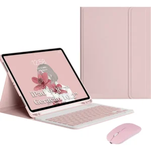 Capa Tablet+teclado+mouse Para iPad 10.2'' 9ª 8ª 7ª Geração Cor Sakura Pink + Pink Keyboard + Pink Carregamento Bluetooth Mouse