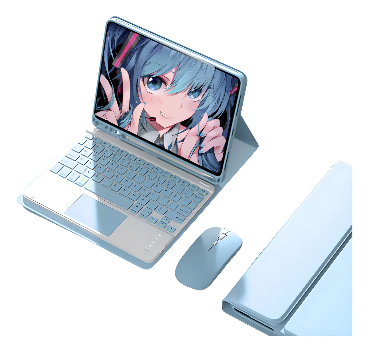 Capa para iPad Pro 11 Teclado Touch Mouse Bluetooth Cor Azul Teclado Touchpad Mouse Bluetooth