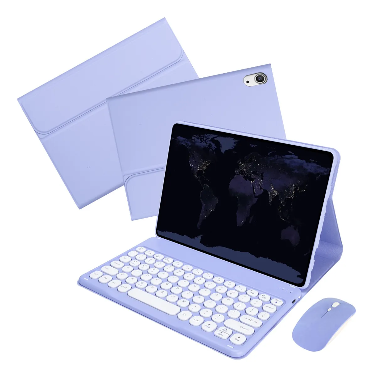 Capa Com Teclado De Teclas Redondas E Mouse Para Tab A7 10.4 - Imagem 12
