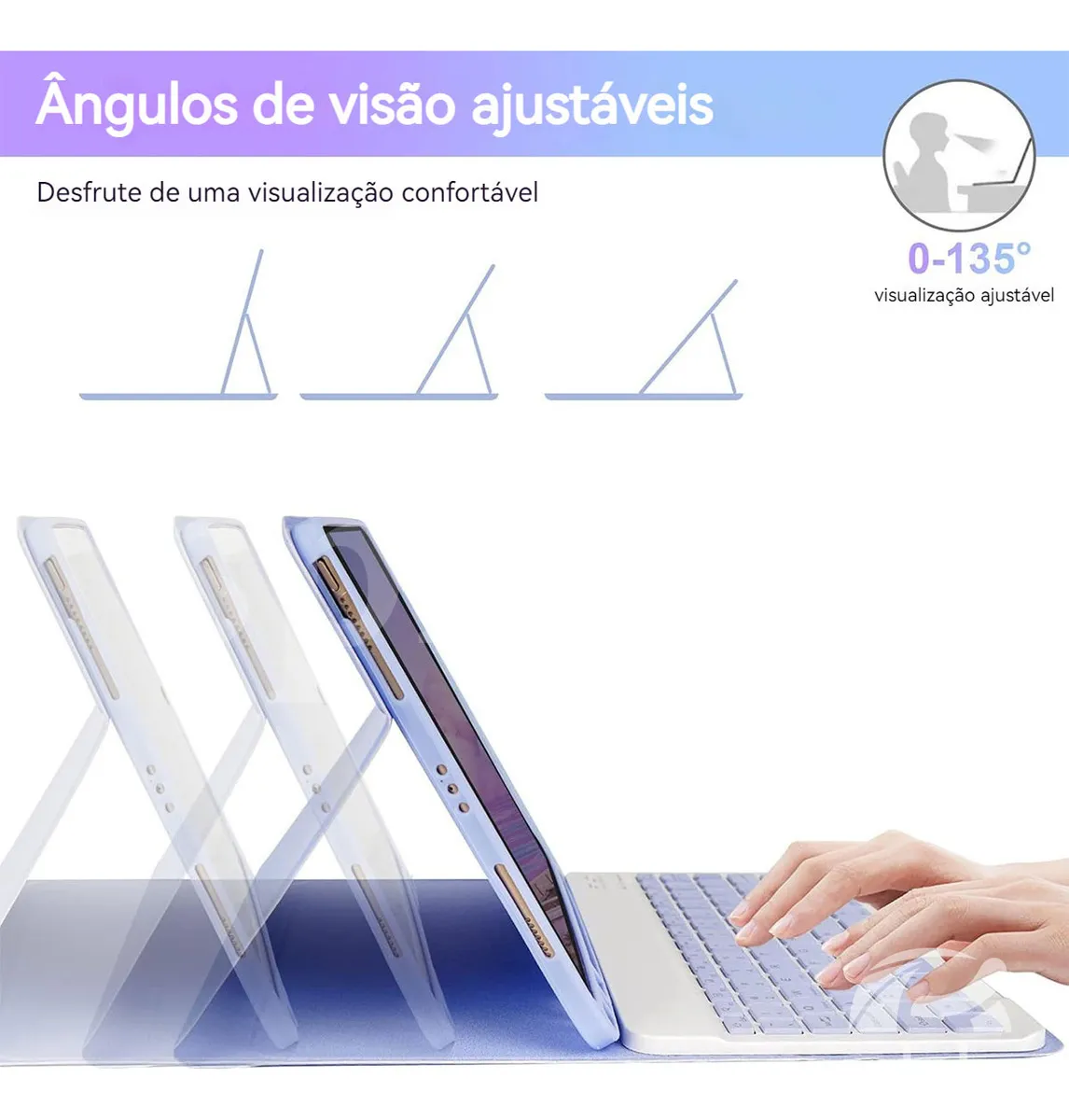 Teclado Bluetooth + Capa + Mouse Para iPad 9ª 8ª 7ª Geração - Imagem 9