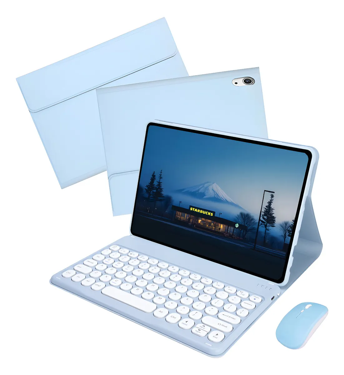 Capa Com Teclado De Teclas Redondas E Mouse Para Tab A7 10.4 - Imagem 18