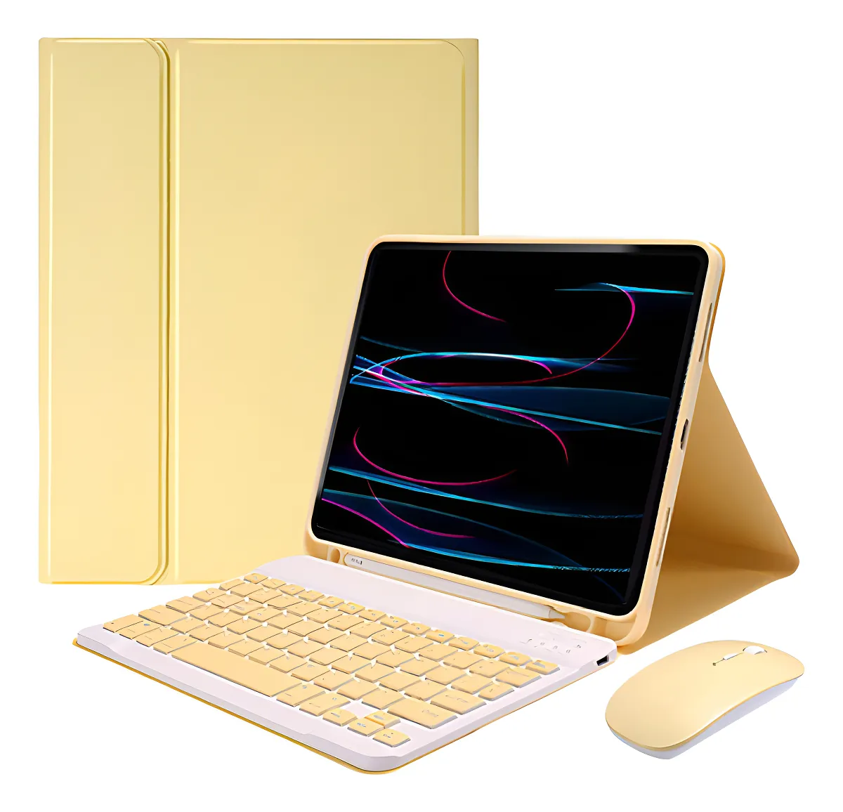 Capa Teclado Mouse Sem Fio Bluetooth Rosa Samsung Tab A7 T500 T505 SPLPLUS - Imagem 3