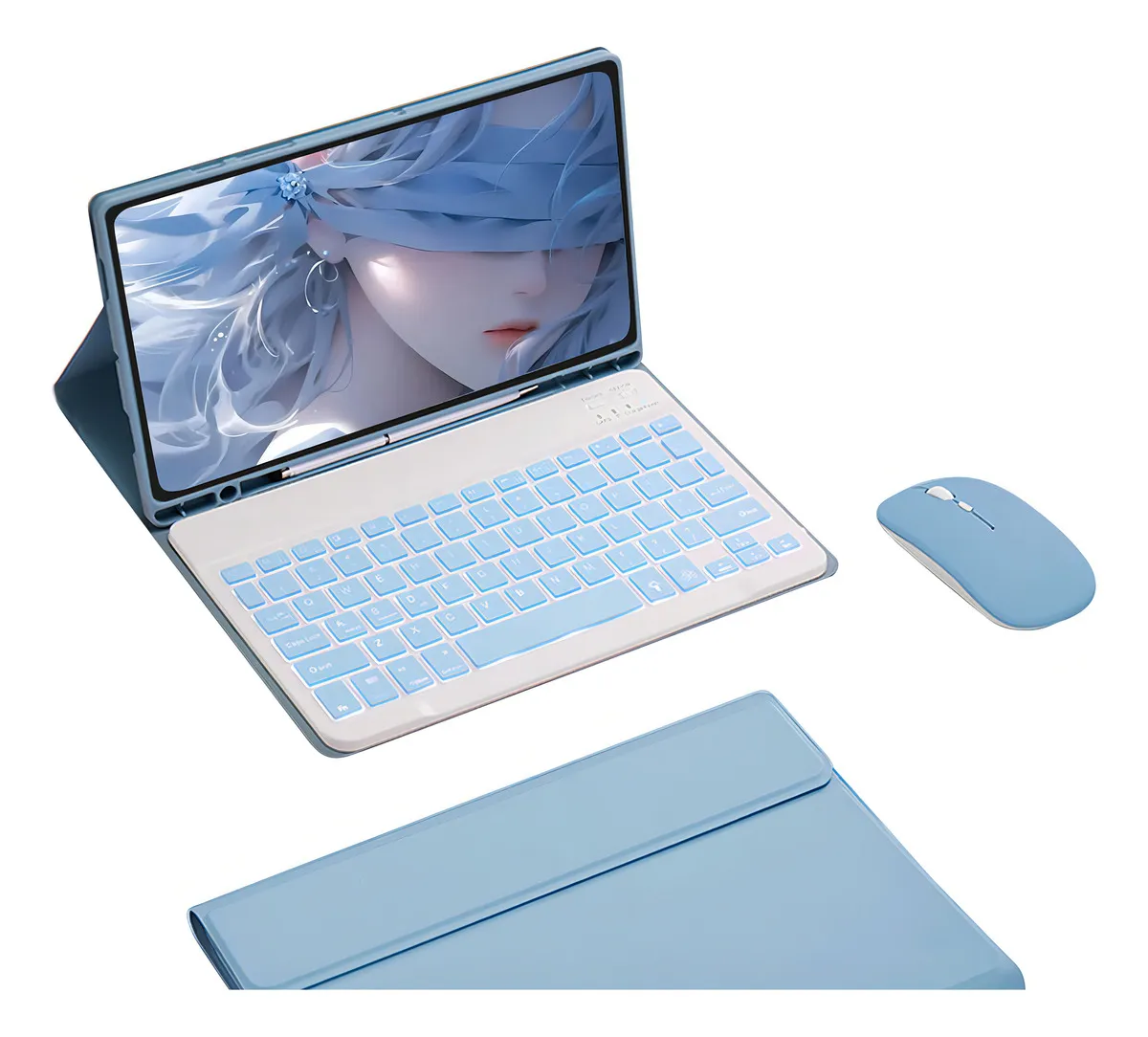 Teclado Luminoso Mouse Capa de Couro para Tab S6 Lite Cor Rosa teclado Iluminado rato - Imagem 6