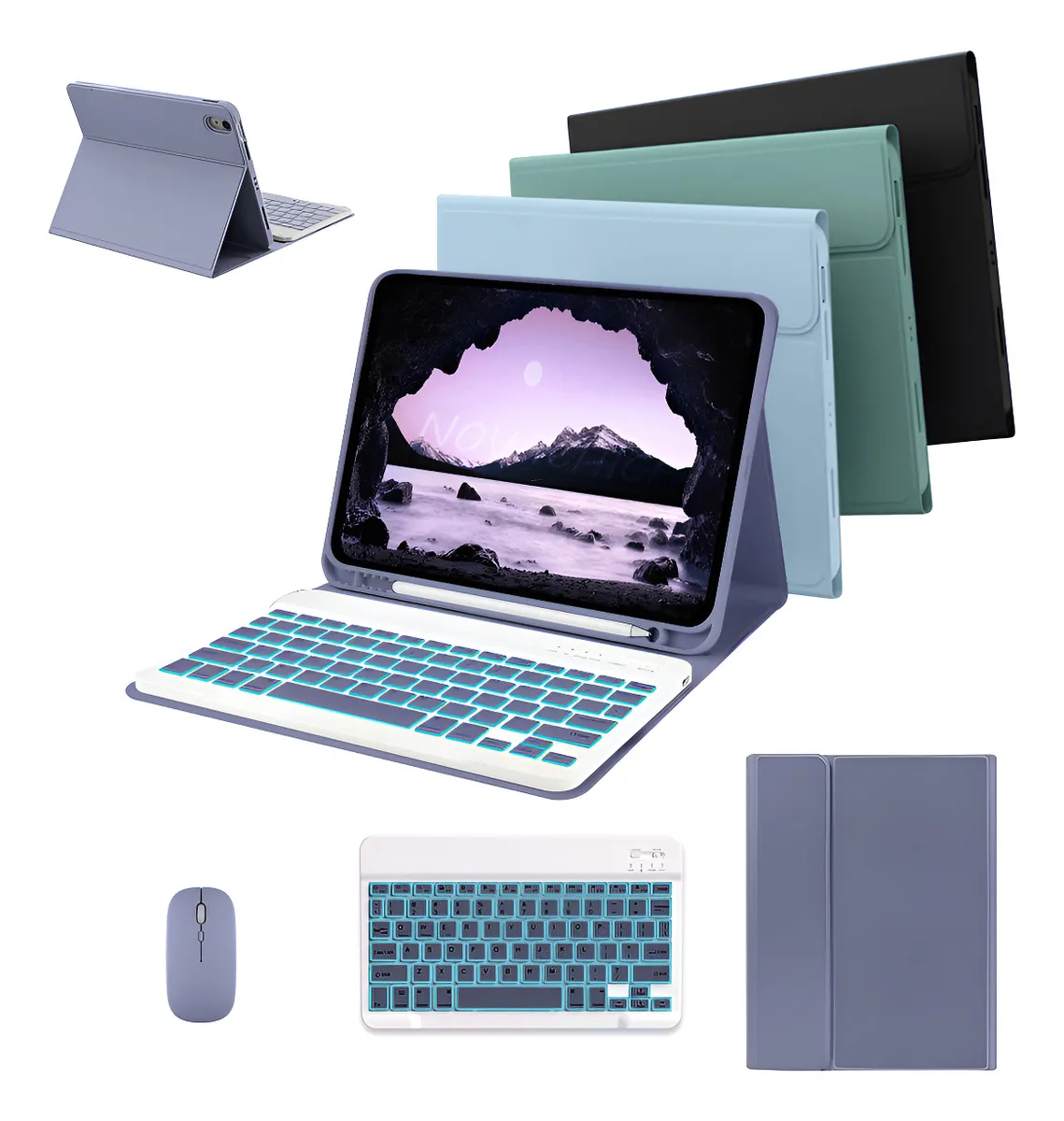 Capa Para iPad 9ª/8ª/7ªgeração A2602 A2603 Com Teclado Touch Cor Rosa + Teclado Touchpad - Imagem 14