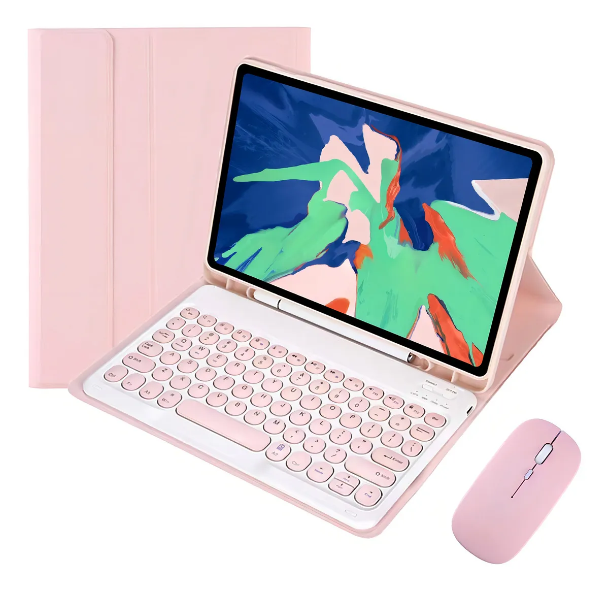 Capa Para iPad Geração 9/8/7 Com Teclado E Mouse Redondo Cor Tartrazina capa redonda teclado mouse - Imagem 25