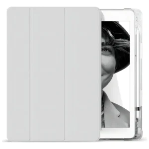 Capa Para iPad 10ª Geração Transparente Com Caneta Slot Cor Slot Para Caneta Três Vezes Transparente - Cinza Premium