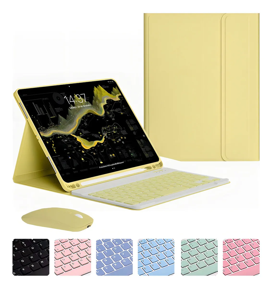 Capa Para iPad 9ª/8ª/7ªgeração A2602 A2603 Com Teclado Touch Cor Rosa + Teclado Touchpad - Imagem 8