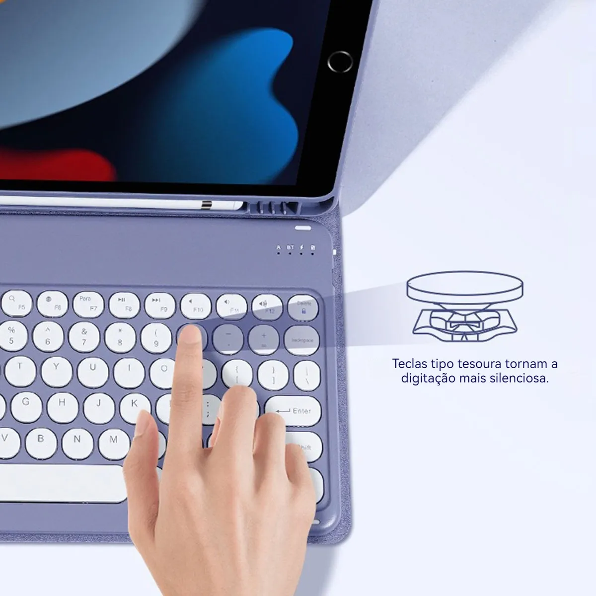 Teclado E Mouse Com Capa Para iPad Air 11 Pol. M2 M3 2024/25 - Imagem 7