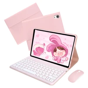 Capa Com Teclado De Teclas Redondas E Mouse Para Tab A7 10.4