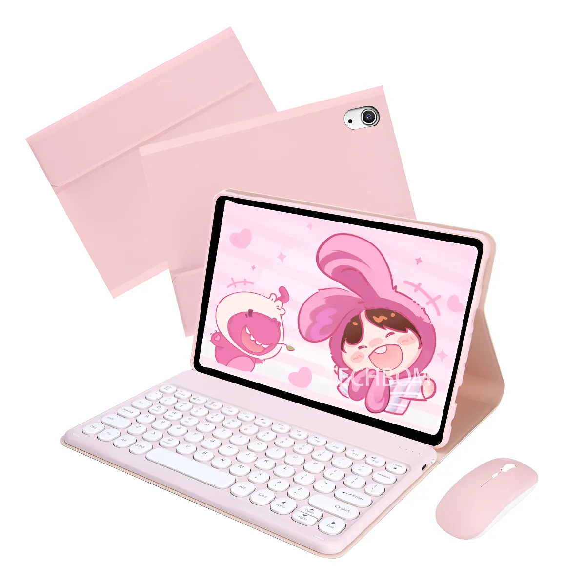 Capa Com Teclado De Teclas Redondas E Mouse Para Tab A7 10.4