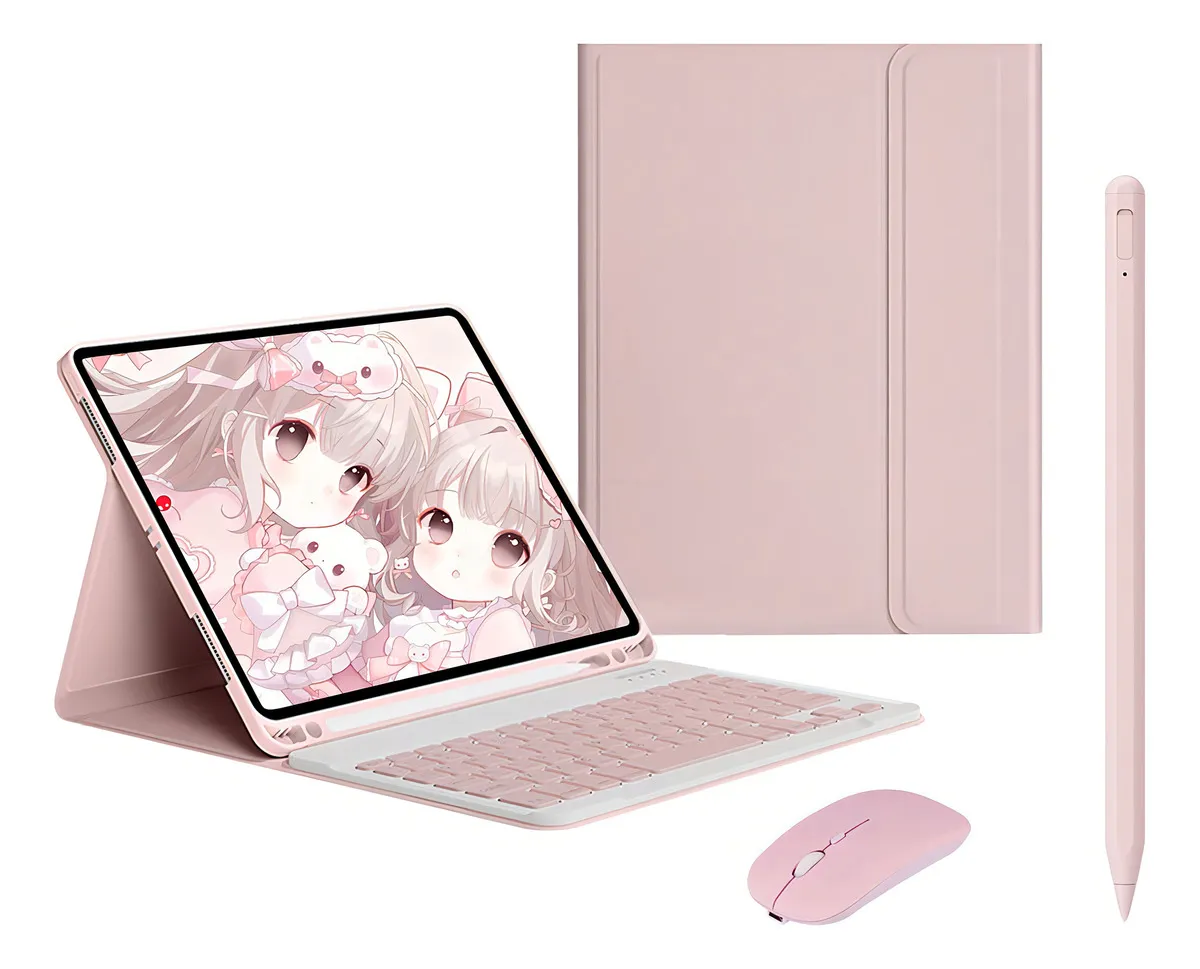 Capa Para iPad Air4/air5 10.9pol E Teclado De Bluetooth Cor Sakura Pink + Teclado - Imagem 19