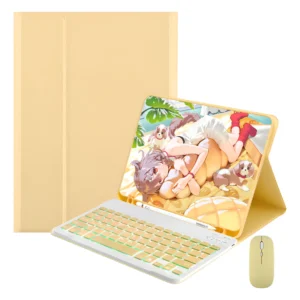 Teclado Retroiluminado + Mouse + Capa Para iPad 9ª Geração Cor Capa Amarelo Limo E Teclas Iluminadas