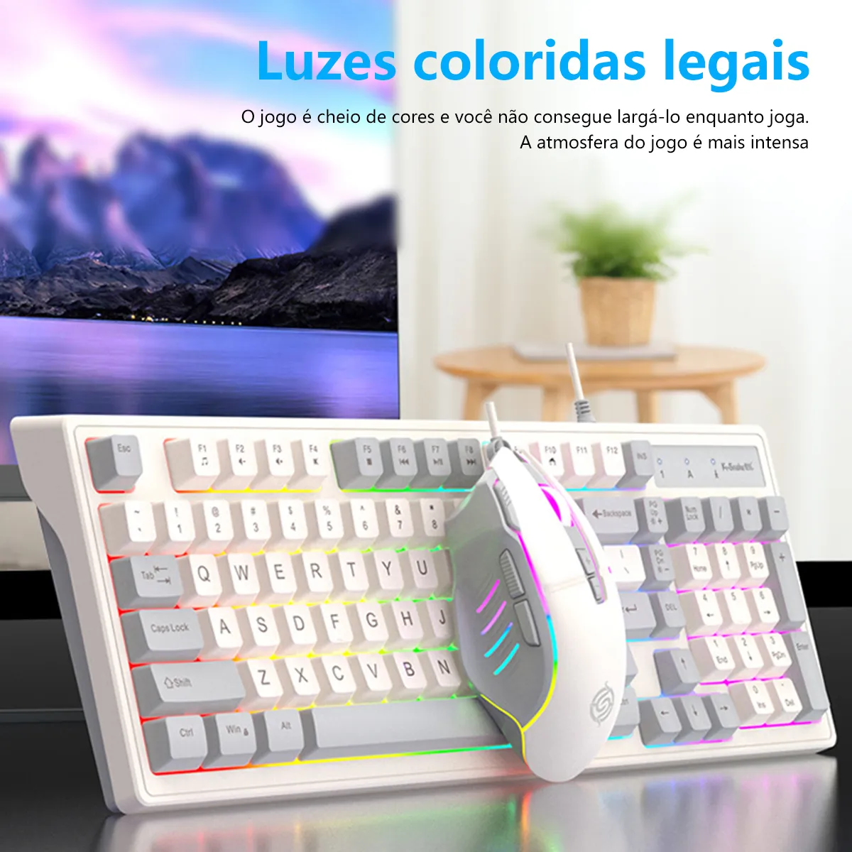 Teclado Mecânico Com Fio Conjunto De Mouse Luz De Fundo Rgb - Imagem 6