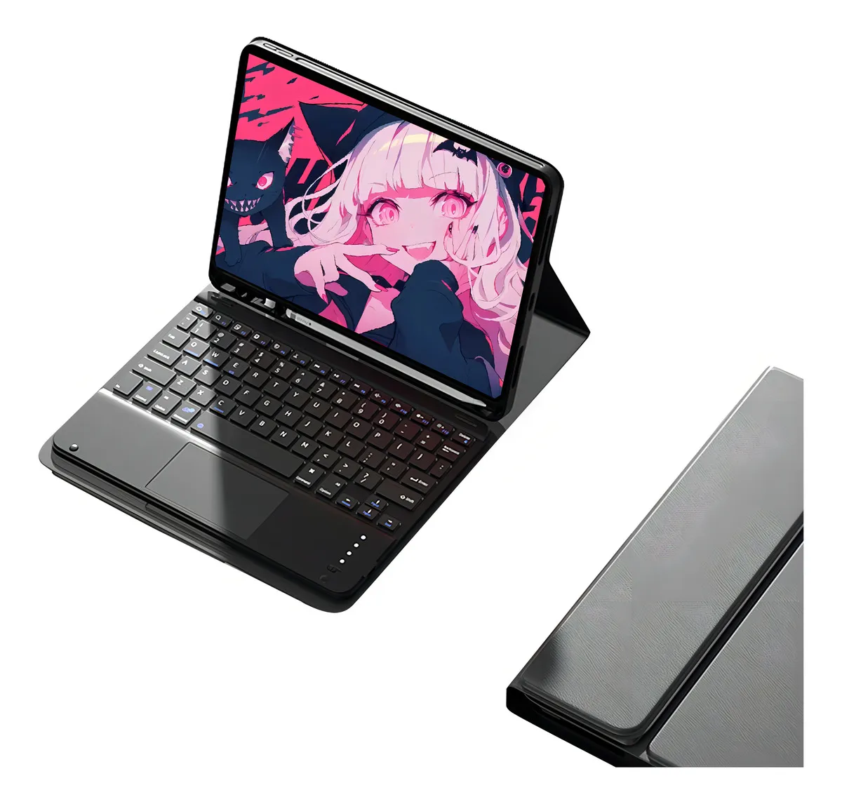 Capa Para iPad 9ª/8ª/7ªgeração A2602 A2603 Com Teclado Touch Cor Rosa + Teclado Touchpad - Imagem 23