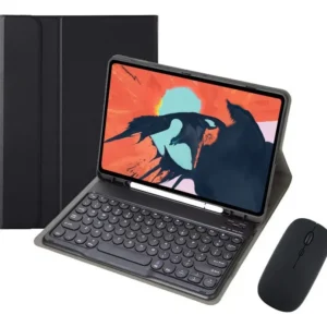 Capa Para iPad Geração 9/8/7 Com Teclado E Mouse Redondo Cor Preto +round Cap Keyboard+mouse