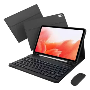 Teclado Bluetooth Mouse Recarregável Capa para Tablet A8 Cor Preto Teclado Preto Carregamento do Mouse Bluetooth