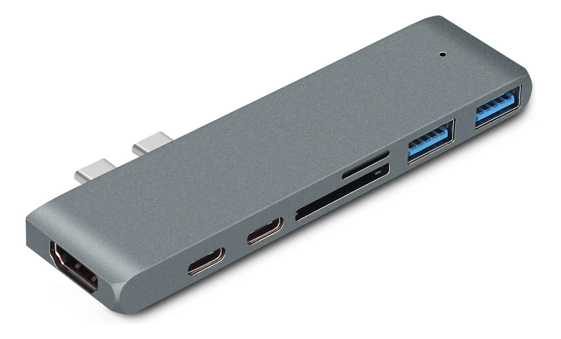 Adaptador Para Macbook Pro Air M1 4k Usb Hub C 7 Em 1 Cor Cinza - Imagem 4