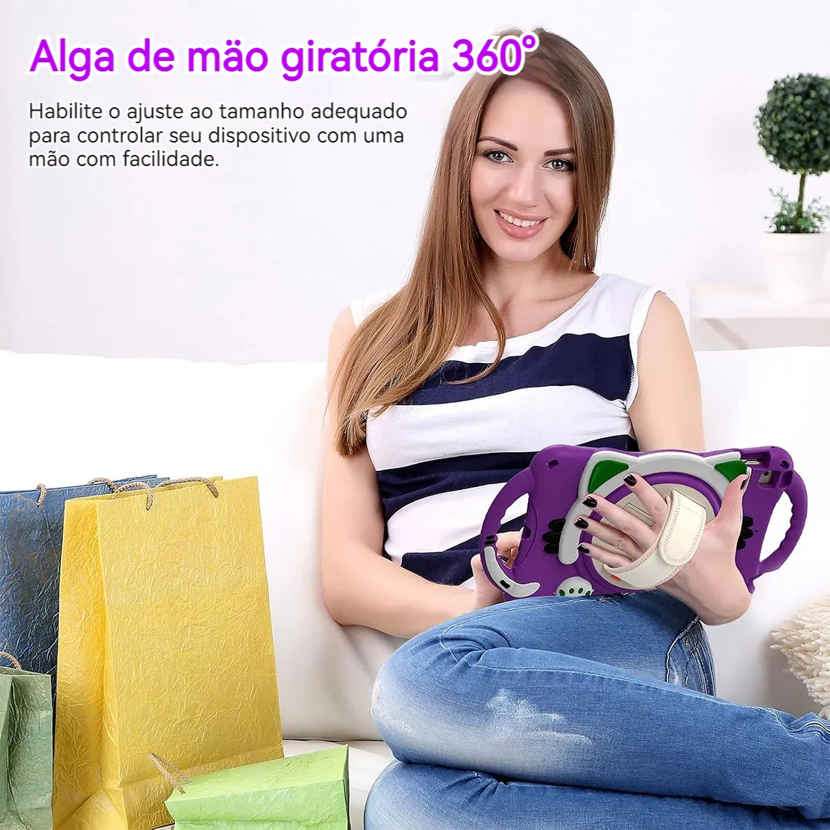 Com Alça Capa Anti-queda 360º Para iPad Air 4 Air 5 Pro 11 - Imagem 3