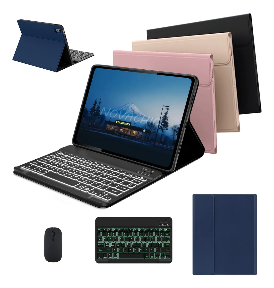 Capa Para iPad 9ª/8ª/7ªgeração A2602 A2603 Com Teclado Touch Cor Rosa + Teclado Touchpad - Imagem 10
