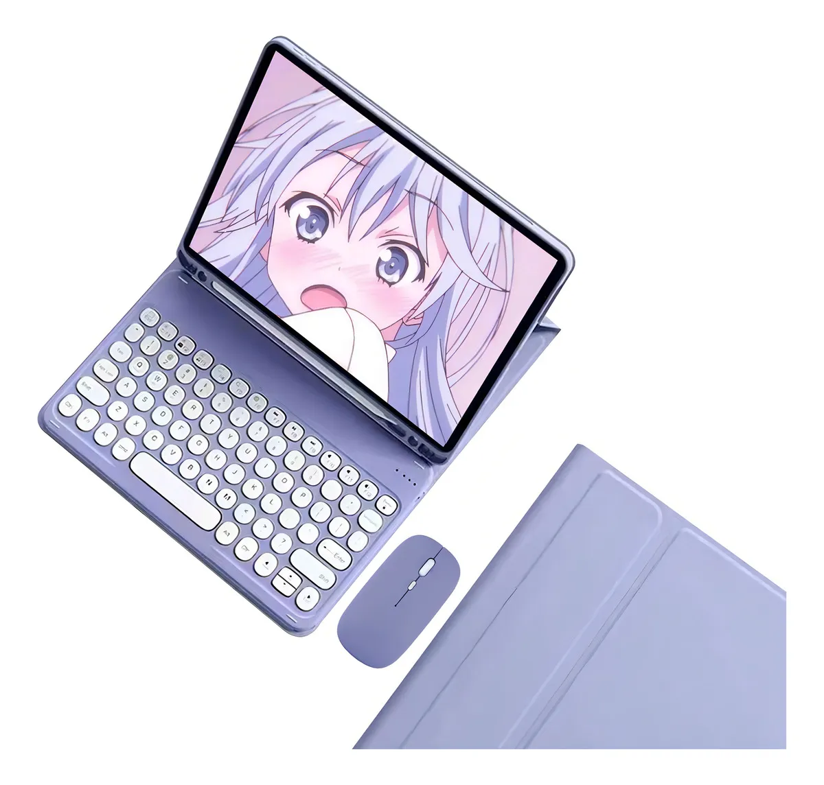 Capa Para iPad Geração 9/8/7 Com Teclado E Mouse Redondo Cor Tartrazina capa redonda teclado mouse - Imagem 16