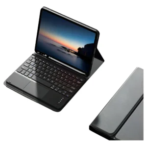 Capa Magnética de Couro com Teclado Touch Para Tab S7 / S7FE / S8 Cor Elegante Preto Shell & Teclado Touch