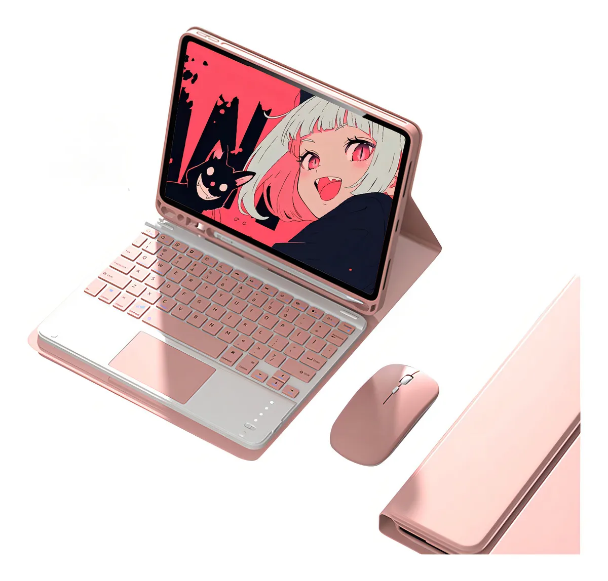 Capa Teclado Bluetooth Mouse Para iPad Pro 11 Polegadas Cor Preto Teclado Preto Carregamento Bluetooth Mouse - Imagem 11