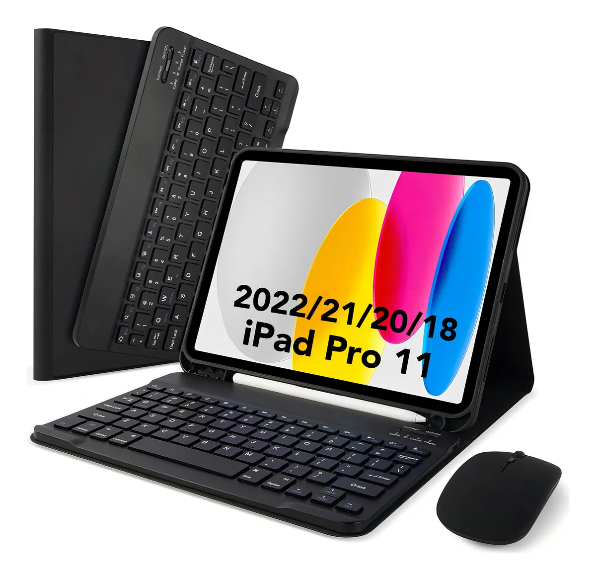 Capa Teclado Bluetooth Mouse Para iPad Pro 11 Polegadas Cor Preto Teclado Preto Carregamento Bluetooth Mouse