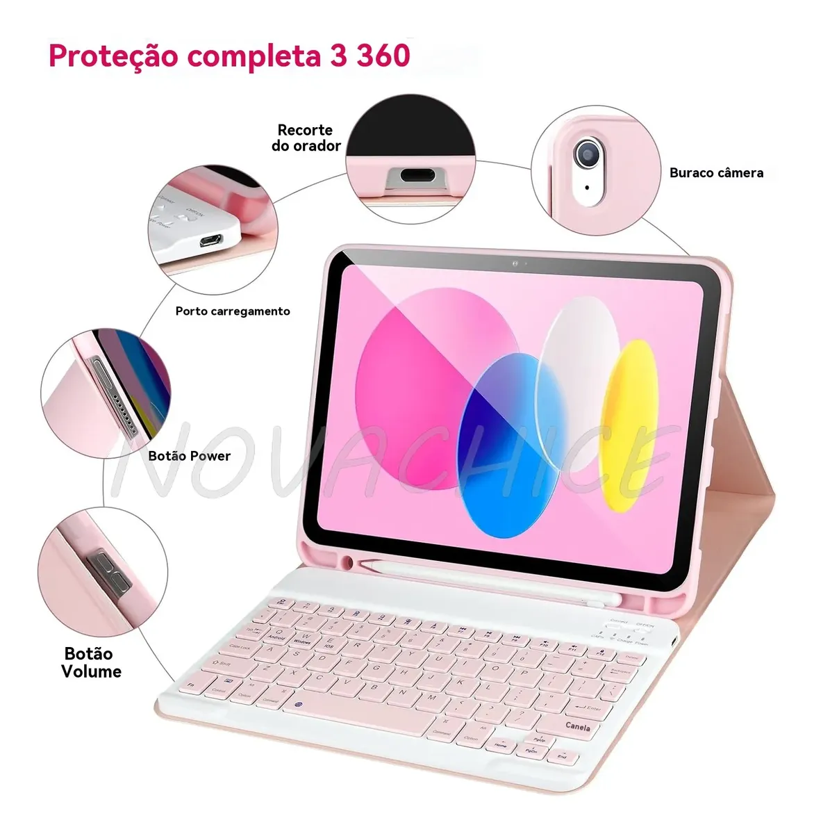 Capa Tablet+teclado+mouse Para iPad 10.2'' 9ª 8ª 7ª Geração - Imagem 8