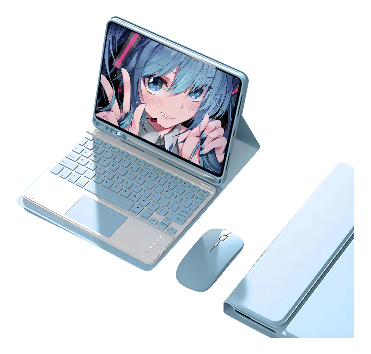 Capa Teclado Bluetooth Mouse Para iPad Pro 11 Polegadas Cor Preto Teclado Preto Carregamento Bluetooth Mouse - Imagem 8