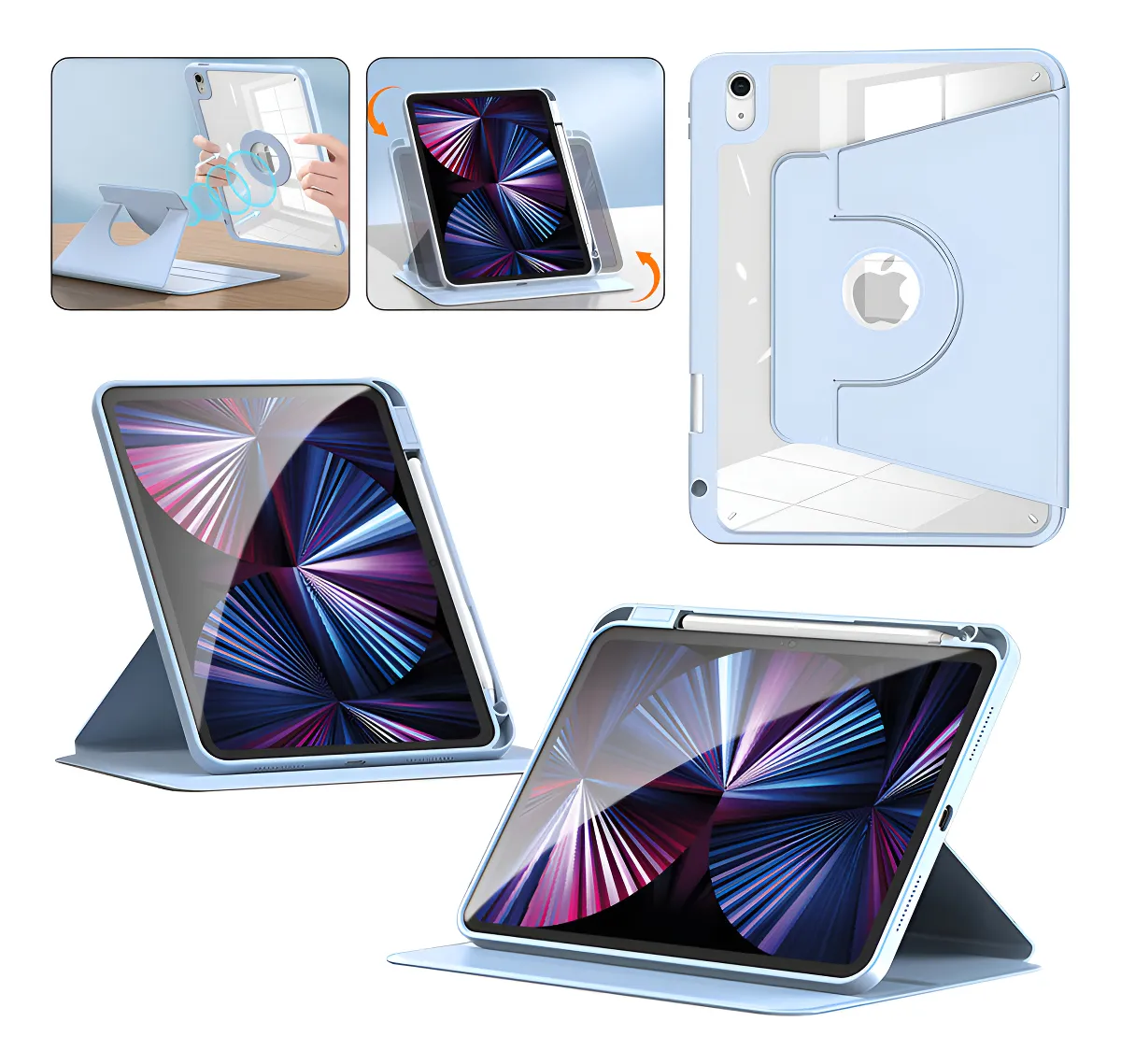 Capa Protetora Rotativa Dividida Para iPad Pro 11 Polegadas Cor Cinza - Imagem 2